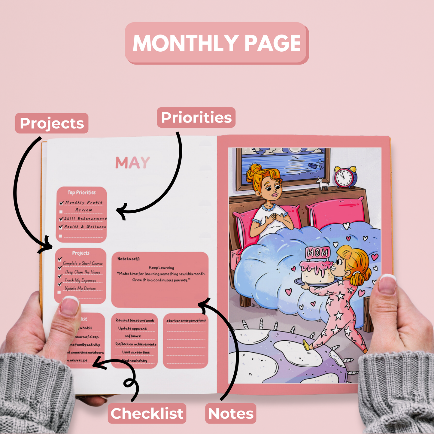 Life Happens: Undated Daily, Weekly, and Monthly Planner