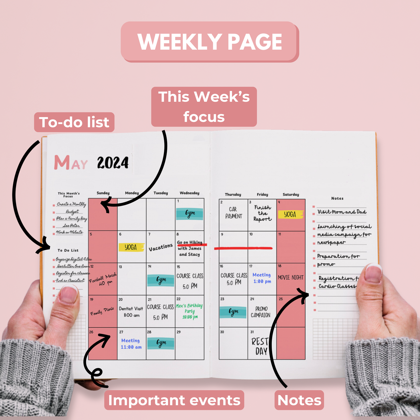 Life Happens: Undated Daily, Weekly, and Monthly Planner
